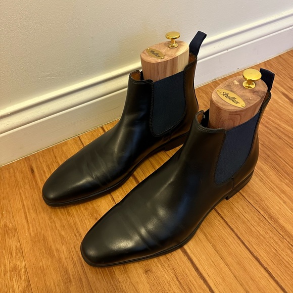 Ted Baker London Black Marson Water Resistant Chelsea Leather Boot - Size 12 - Picture 2 of 4